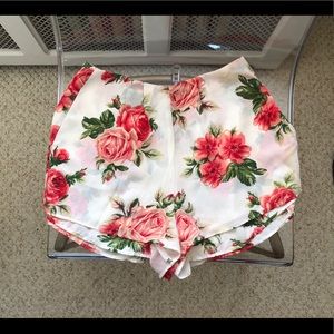 White and Rose Print Sawyer Shorts